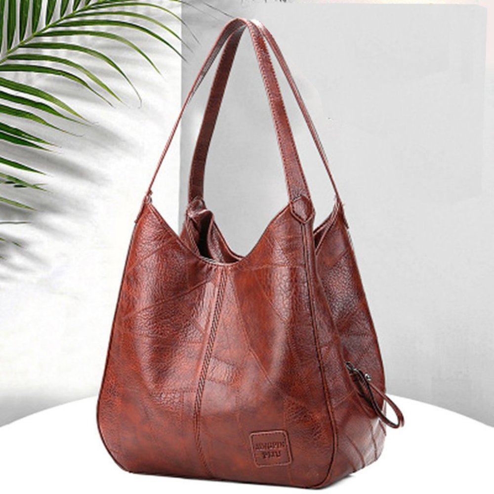 Leather Fashion tote bags brown crossbody